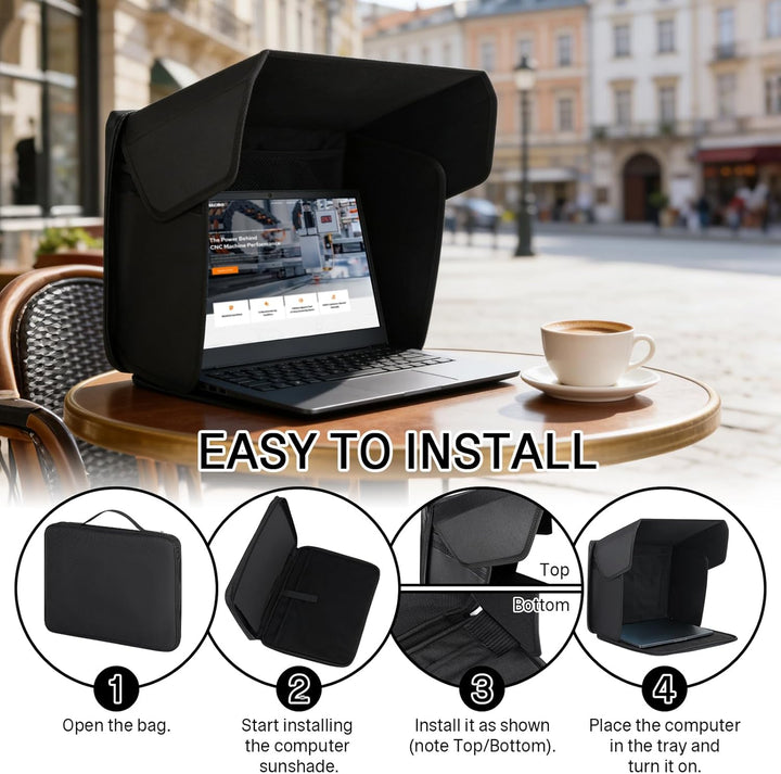 CISSIYOG Universal Laptop Sonnenschutz, Klappbare 2-in-1 Laptoptasche, Bildschirm Sonnenblende & Sic