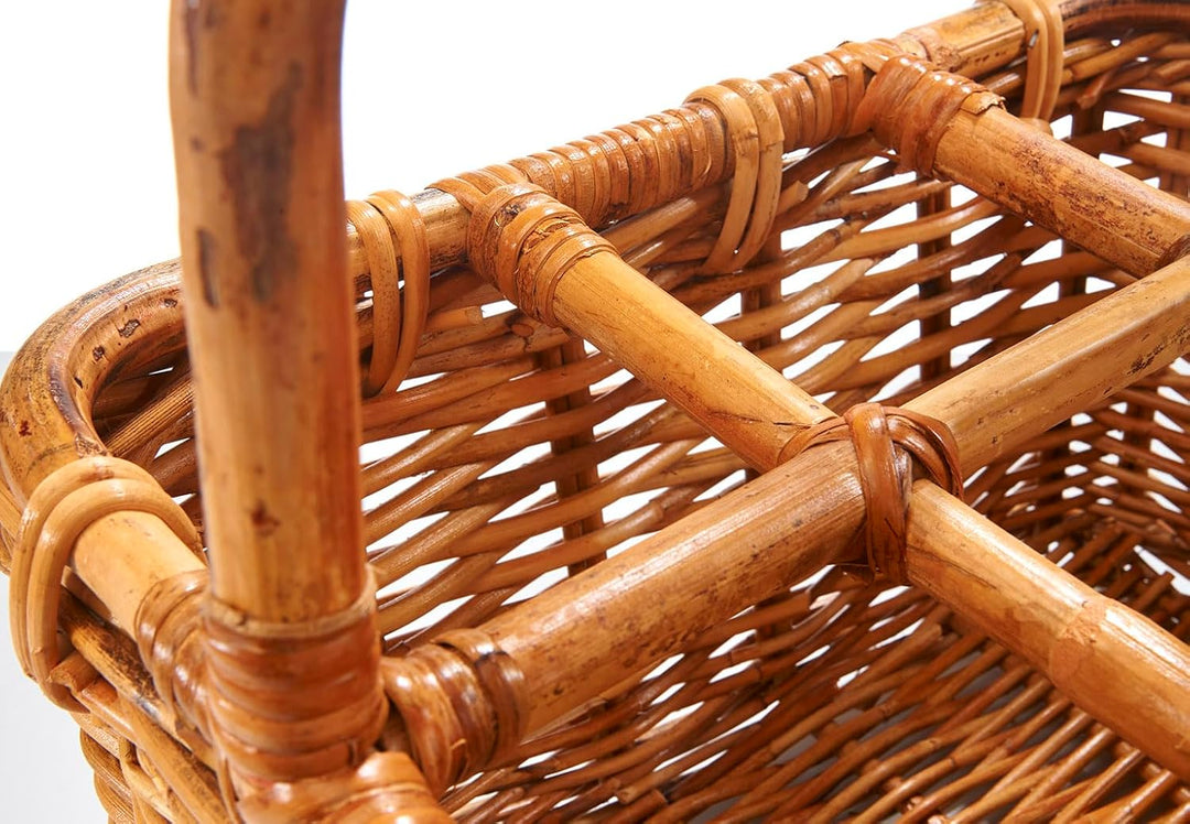 Flaschenträger Flaschenkorb Korb – aus Rattan – für 6 Flaschen – handgeflochten – lacak braun, Braun