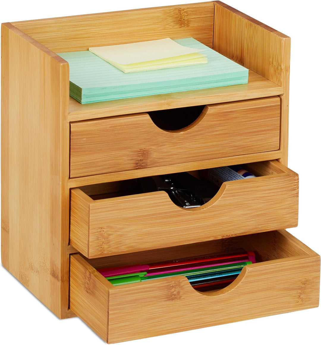 Relaxdays Schreibtisch Organizer, 3 Schubladen, HBT 26x30x31 cm, natur & Natur Schreibtisch Organize