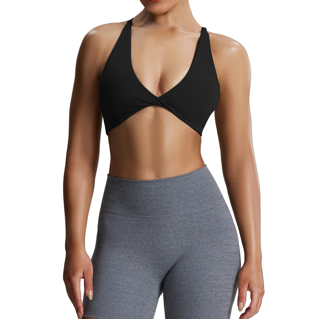 Aoxjox Damen Metamorph Sienna Twist Bra Sport-BH L 1 Schwarz, L 1 Schwarz