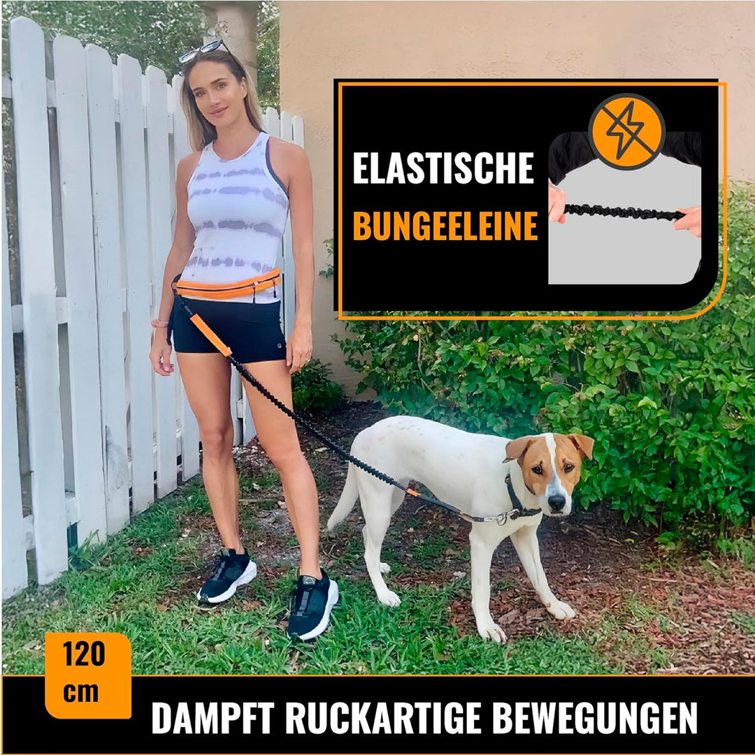 Joggingleine Hunde mit Bauchgurt für Hundeleine für Grosse Hunde/Mittelgrosse Hunde bis 60 kg - Lauf