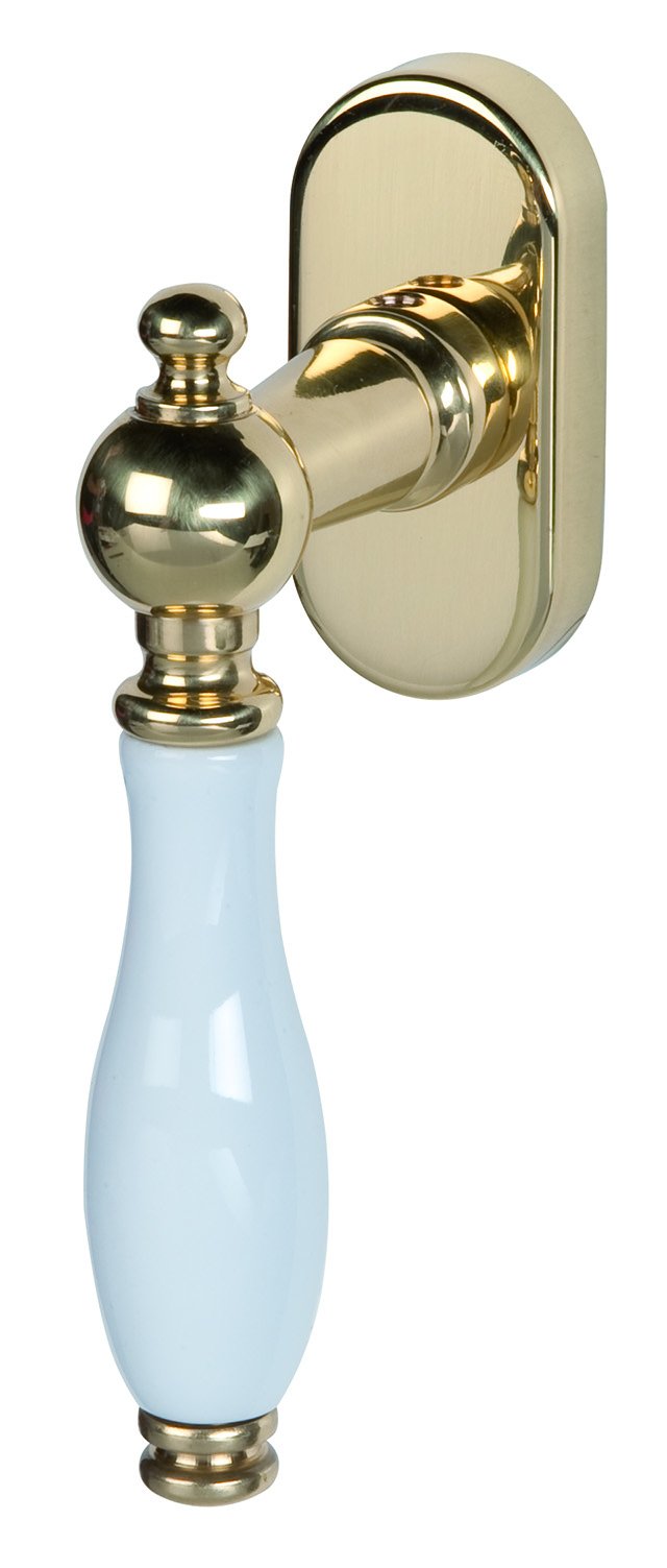 Alpertec Fenstergriff Nany Porzellan weiss Messing poliert Stiftlänge 40 mm Fensterbeschlag, 3221841