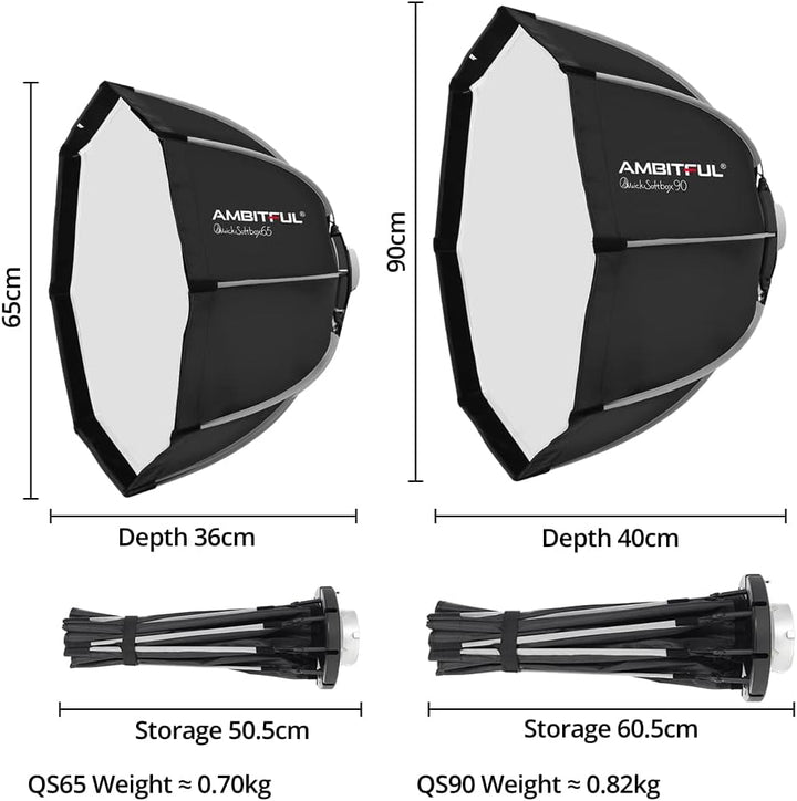 AMBITFUL 90cm/35.4inch Bowens Mount Octagon Umbrella Softbox Quick Installation Softbox + Honeycomb