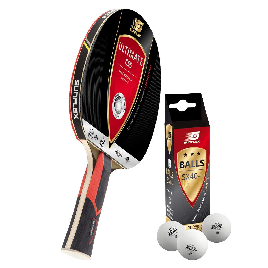 Sunflex® Ultimate C55 Tischtennisschläger | Tischtennis Racket TT Bat mehrfarbiger Profischläger | I