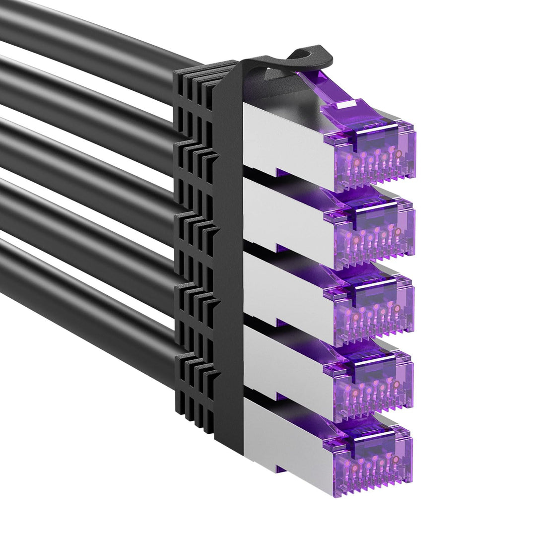 FGB 10 Gbps Patchkabel 1m x 5, RJ45 Netzwerkkabel CAT 7, (SFTP PIMF Schirmung) Kupfer Ethernet Kabel