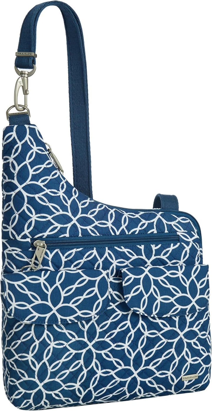 Travelon Klassische Umhängetasche mit Diebstahlschutz, Gewebte Blume, Einheitsgrösse Einheitsgrösse