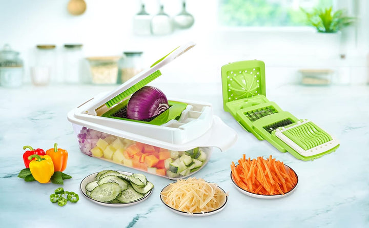 19 in 1 Multifunktions Mandoline Gemüsehobel Gemüseschneider, Würfelschneider, Eierschneider, Zwiebe