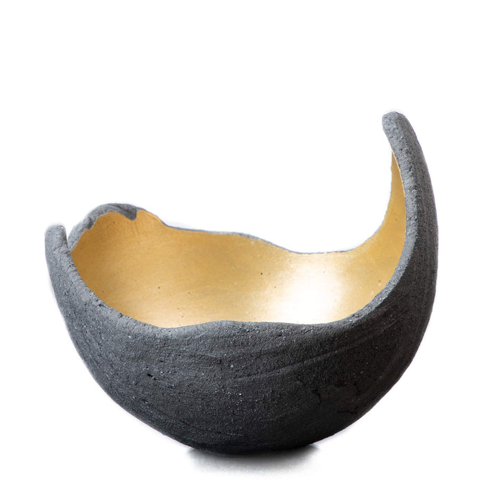 Lichtschale hellgold - S (15cm) - Beton schwarz - grau - Unikat handmade - Windlicht - Geburtstagsge