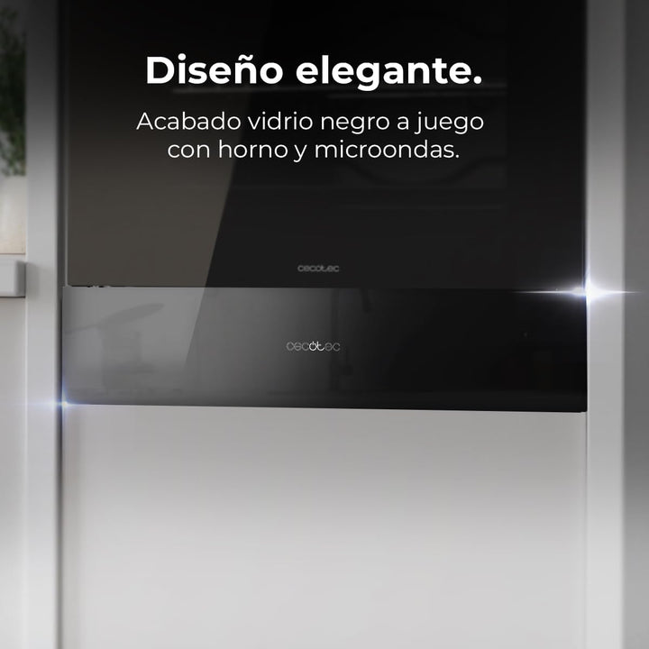 Cecotec Einbau-Wärmeschublade 60 cm Bolero Hexa WD Glass Black 470W Maximalleistung, einstellbare Te