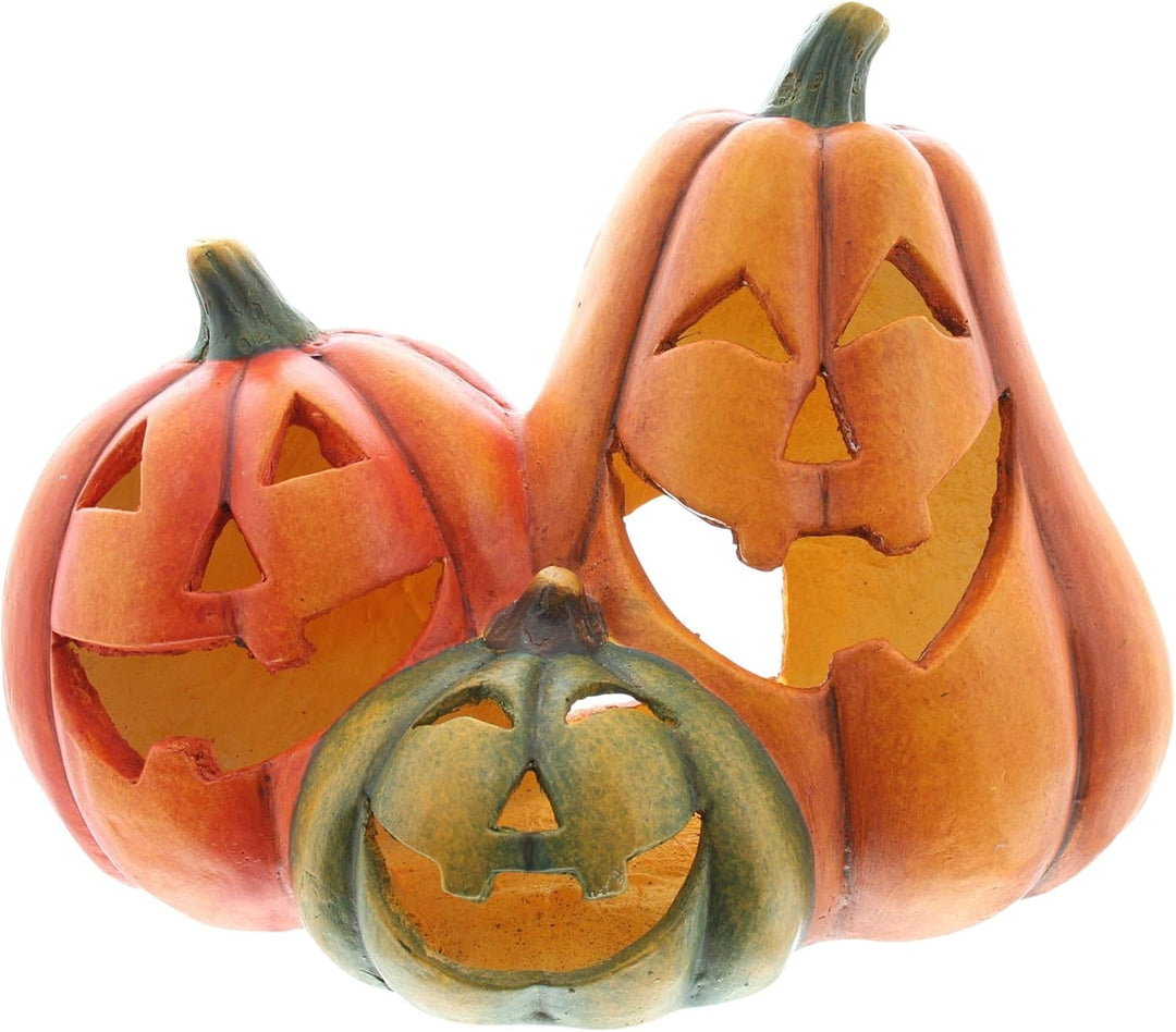 Dekoleidenschaft Dekofigur Kürbistrio Smile 35 cm breit, Outdoor Herbstdeko wetterfest, Windlicht, H