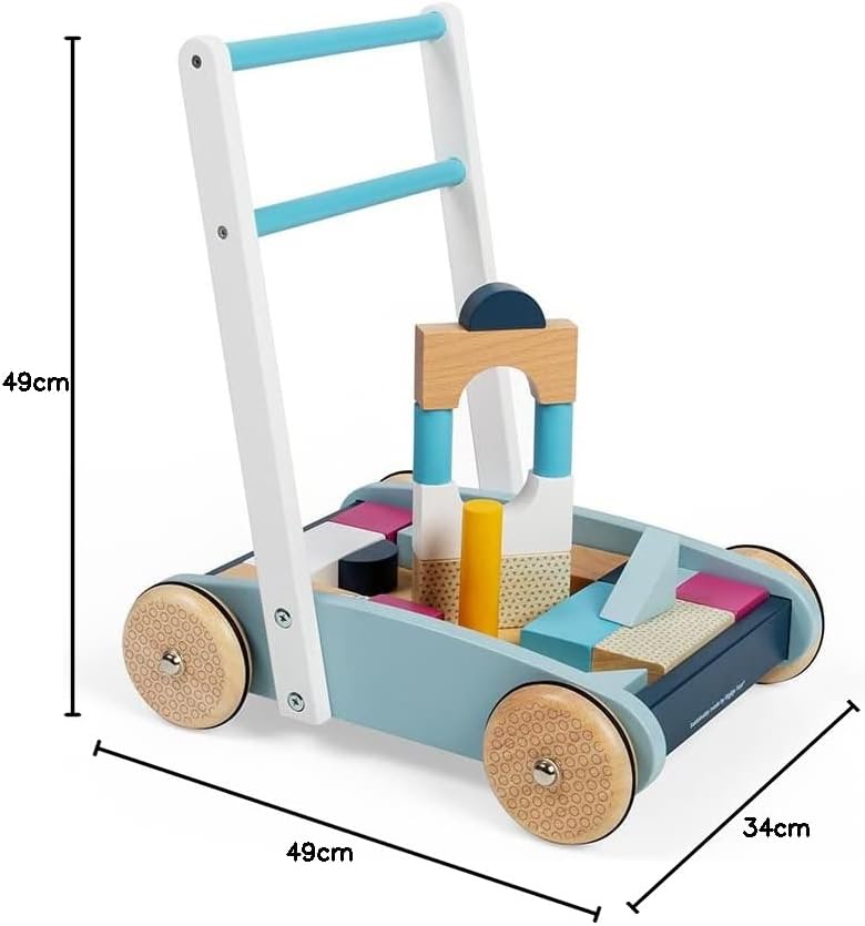 Bigjigs Toys FSC® Certified Wooden Baby Walker - Sustainable Wooden Walkers for Babies, Includes Bui