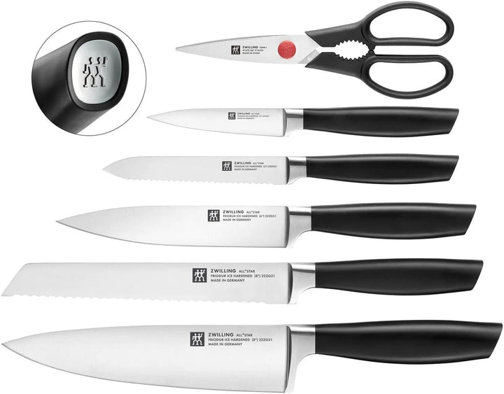 Zwilling All * Star Messerblockset mit KiS Technologie 7-tlg, Kochmesser Küchenmesser Weiss, (102277