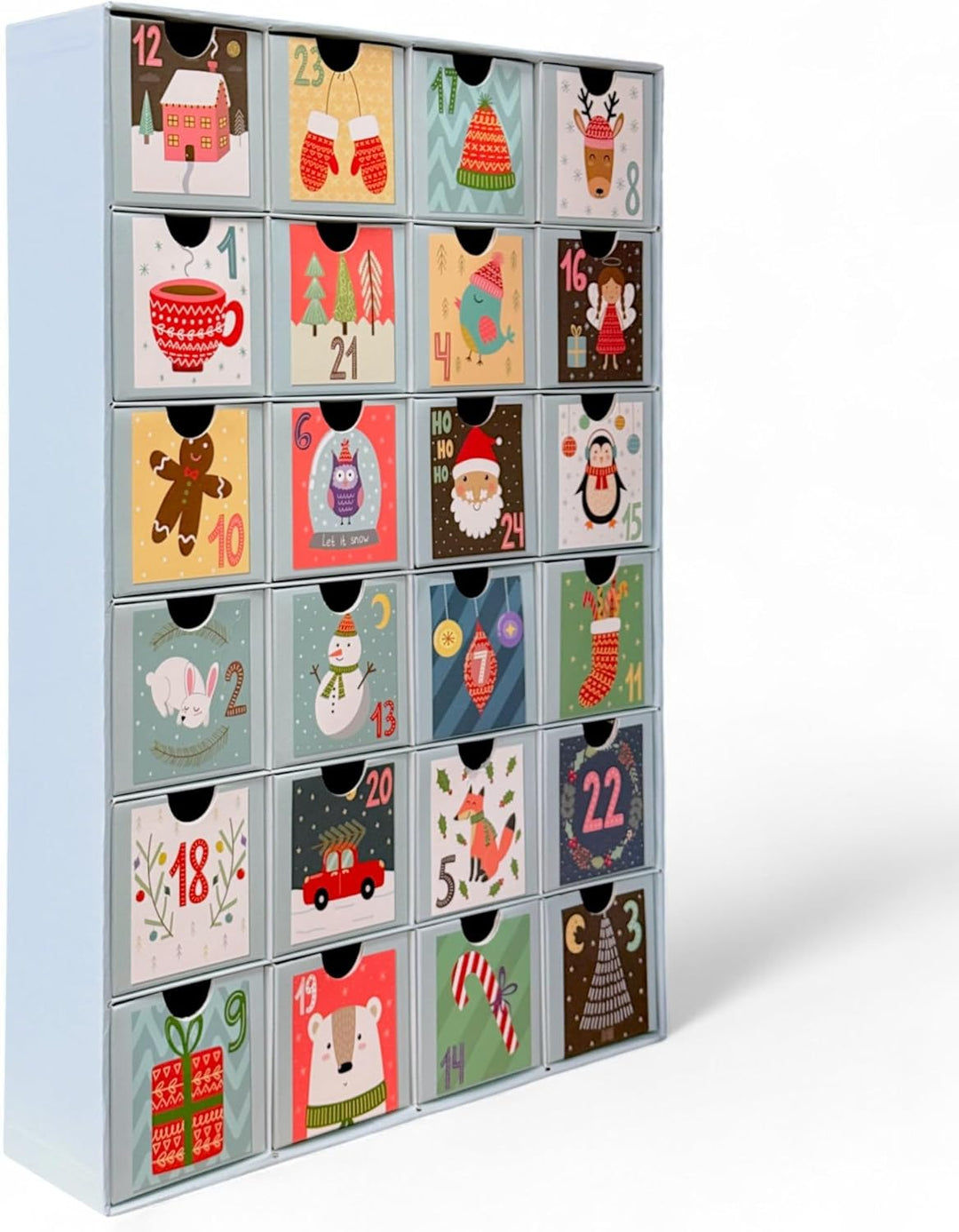 Adventskalender zum selbst Befüllen mit 24 Schubladen-Boxen, DIY-Weihnachtskalender Bastelset (Zahle