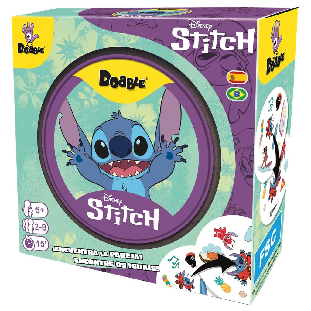 Zygomatic Dobble Disney Stitch | Beobachtungs- und Geschwindigkeitskartenspiel für Kinder und Erwach