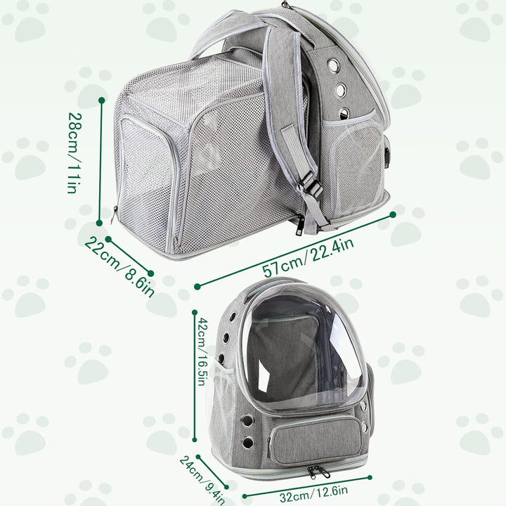 Erweiterbar Katzenrucksack mit Fenster Hunderucksack bis 8kg Katzenrucksack Grosse Katzen Cat Backpa