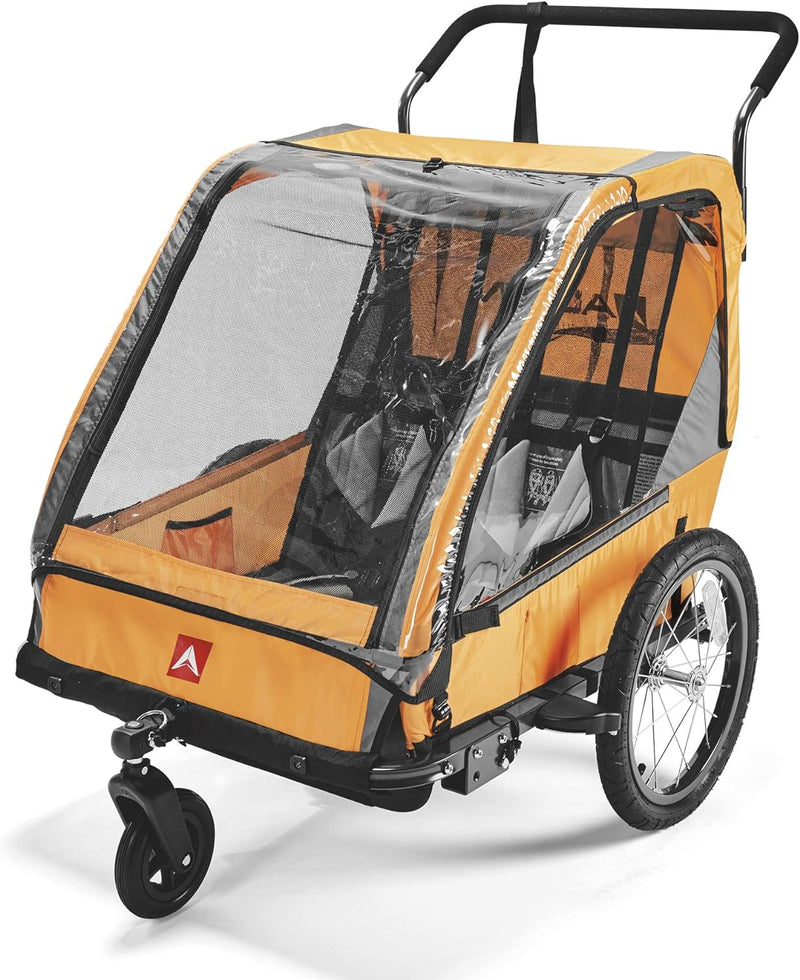 Allen Sports Hi-Viz Fahrradanhänger und Kinderwagen für 2 Kinder - orange, Modell ES2-O, Orange