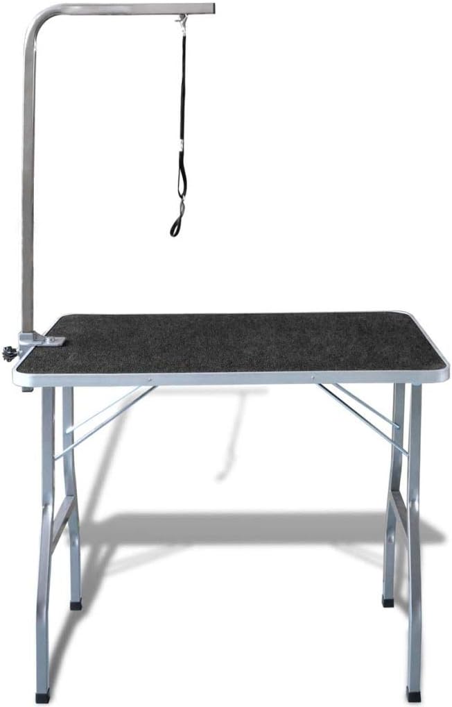 yorten Trimmtisch Schertisch Klappbar mit 1 Galgen Höhenverstellbar Schwarz 97 x 61 x 154,5 cm (L x