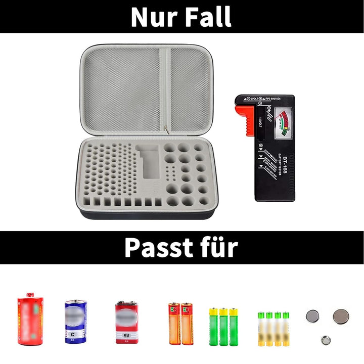 Batterie Aufbewahrungsbox Box, Batteriekasten Koffer mit Batterietester BT-168, Batterie Organizer H