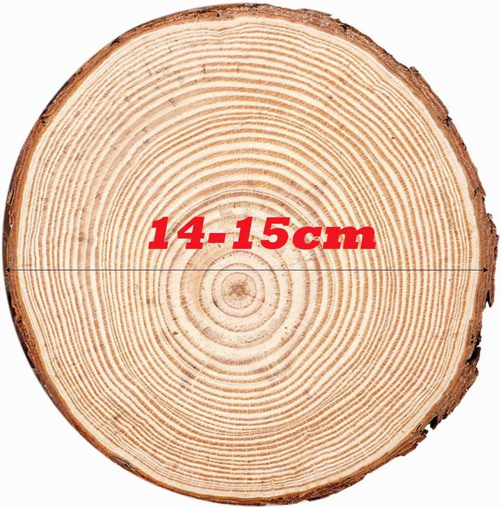 Unlackierte Holzscheiben mit Baumrinde 10 Stück 14-15cm Rund Holzscheiben zum Basteln Malen Graviere