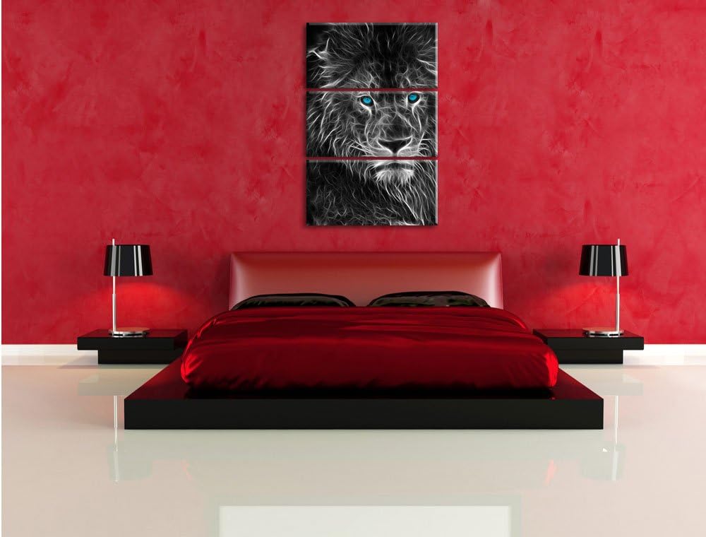 Pixxprint Dark Abstrakter Löwe als Leinwandbild/Grösse: 3 Teilig (120x80) cm/Wandbild/Kunstdruck/fer