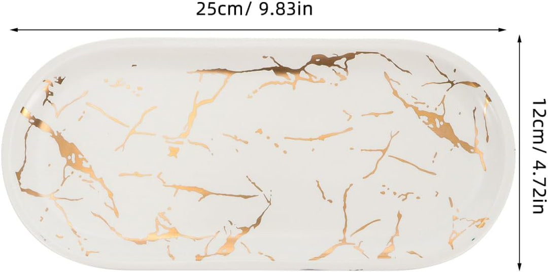 Marmoriertes Keramik-Servierteller 9.84X4.72X0.59 Zoll Leichtes Sushi-Tablett Für Schmuck-Display Un