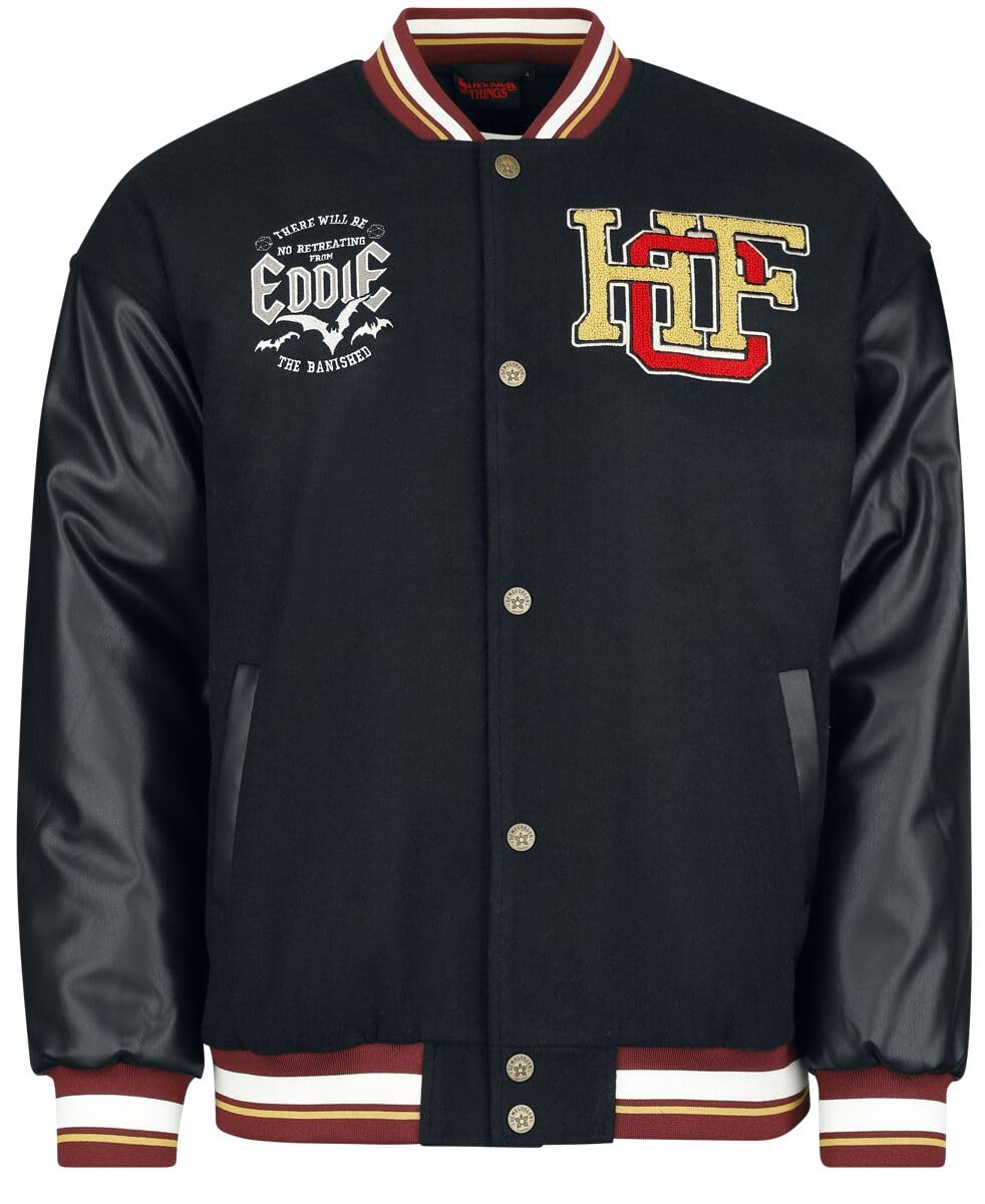 Stranger Things Hellfire Club Männer Collegejacke schwarz Casual Wear, Fan-Merch, TV-Serien S Schwar