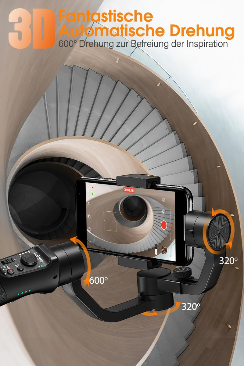 Smartphone Gimbal Stabilisator, hohem iSteady Mobile Plus 3-Achsen Stabilisator für Android/iPhone,