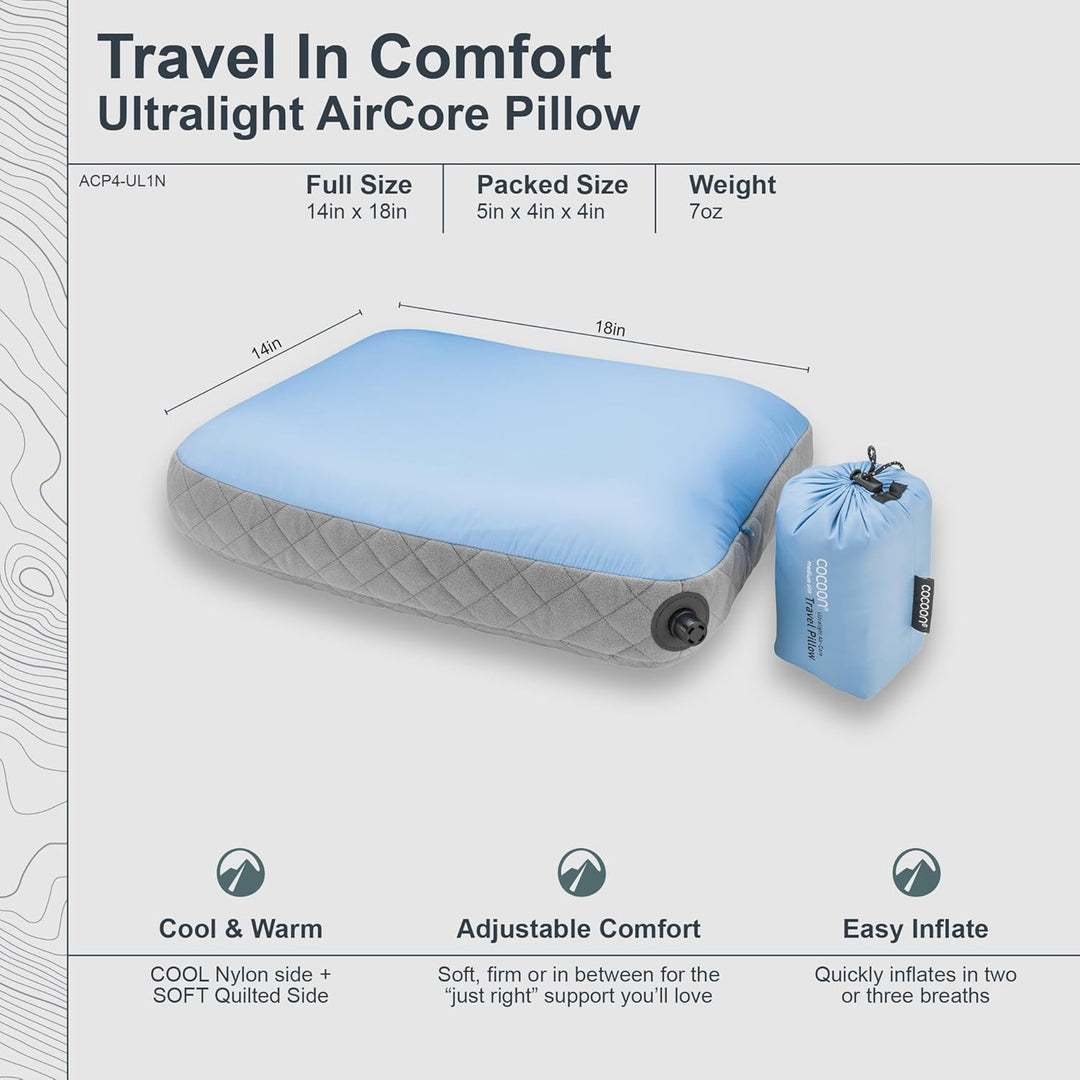 Cocoon Air-Core Ultralight Kissen, Light-Blue-Grey, 35x45 cm