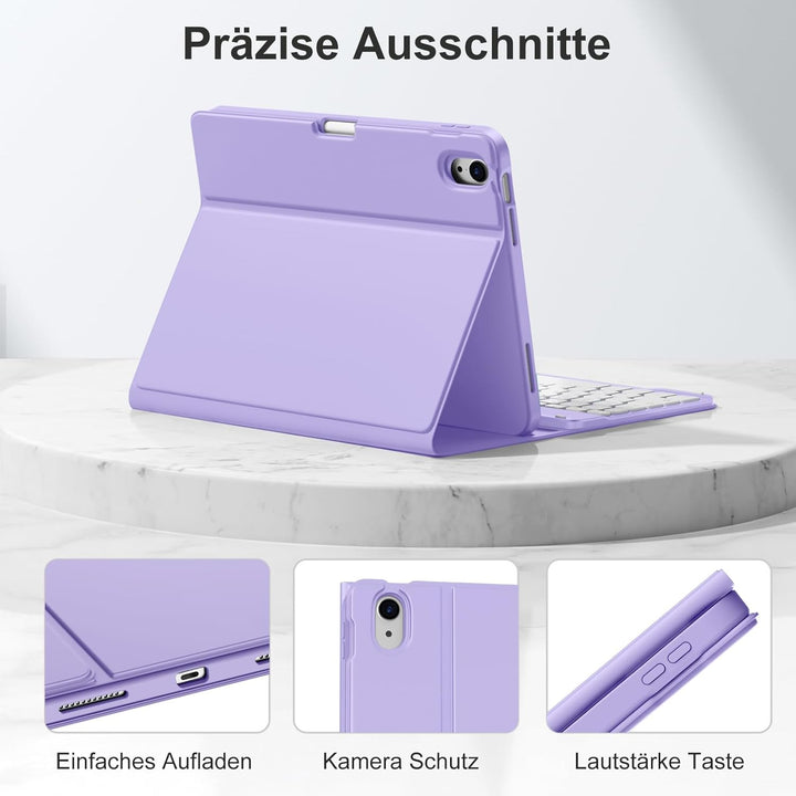 Hülle mit Tastatur für iPad A16 11 Generation 2025/10 Generation 2022(11/10.9 Zoll), Magnetische Ant