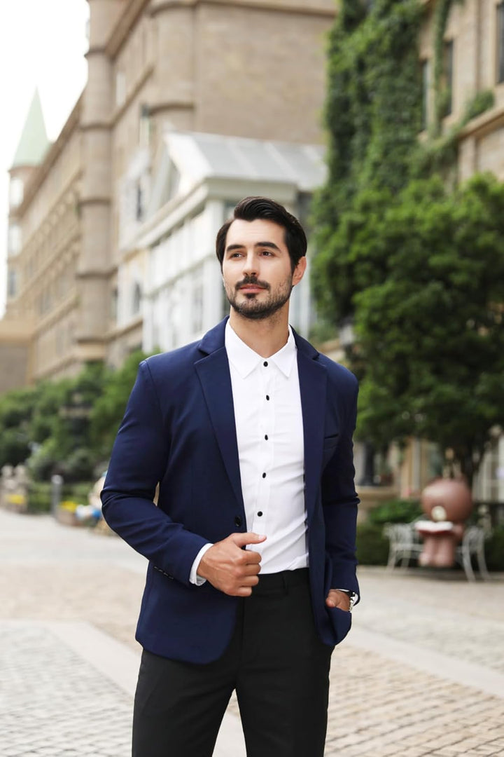 Herren Anzug Stretch 2 Teilig Herrenanzug Slim Fit Business Hochzeitsanzug 1 Knopf für Männer, Dunke