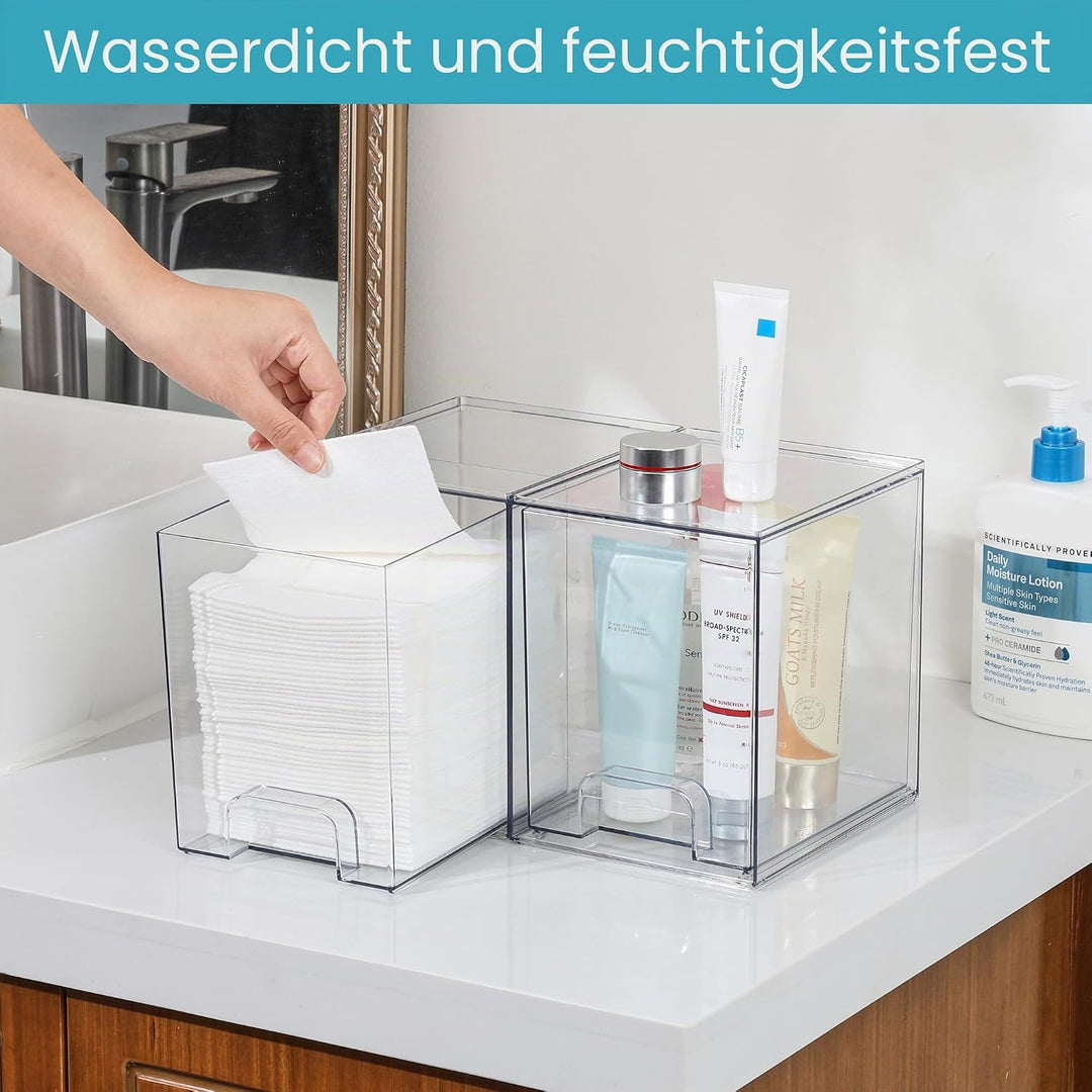 Vtopmart 4 Pack Stackable Storage Drawers, 19 cm hoch, Acrylic Organiser 32 Non-slip Mat, Aufbewahru