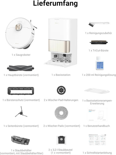 dreame L40 Ultra Roboterstaubsauger mit abnehmbarem und anhebbarem Mopp, ausziehbarer und anhebbarer