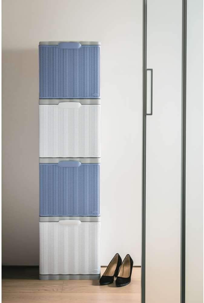 Stefanplast 30340 Schuhschrank-Box, Aufbewahren, In Rattanoptik aus Kunststoff, 40 x 30 x 40 cm