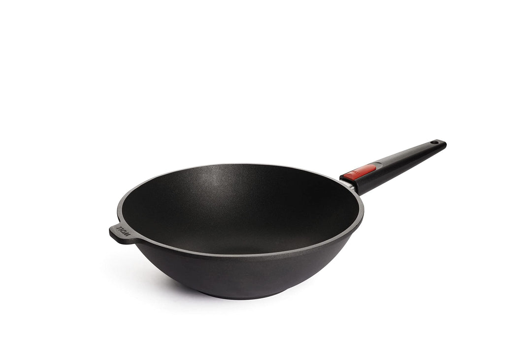 Woll Nowo Titanium Wok- und Rührpfanne - Induktiv-, 30 cm, 10 cm hoch, mit abnehmbarem Stiel - Geeig
