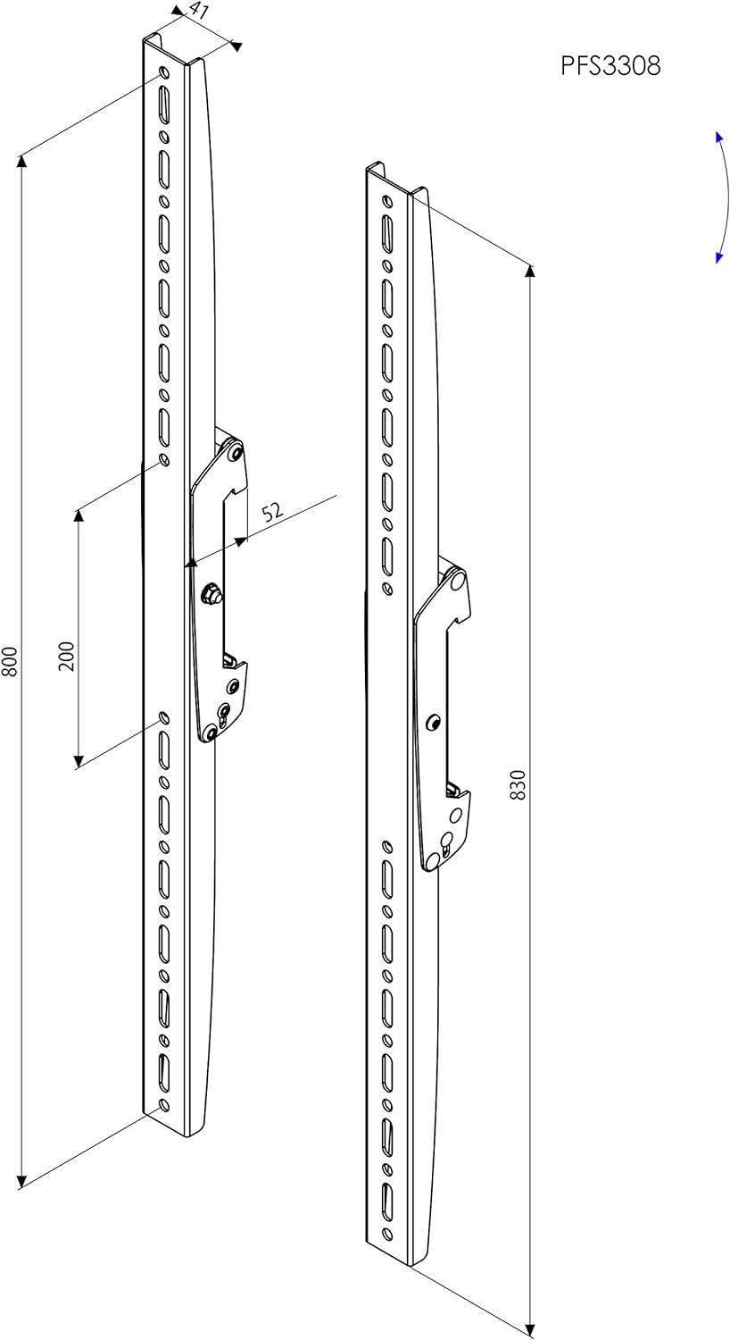 Vogel's PFS 3308 Adapterstrips, neigbar, max. 80 kg, Vesa max. 800, schwarz
