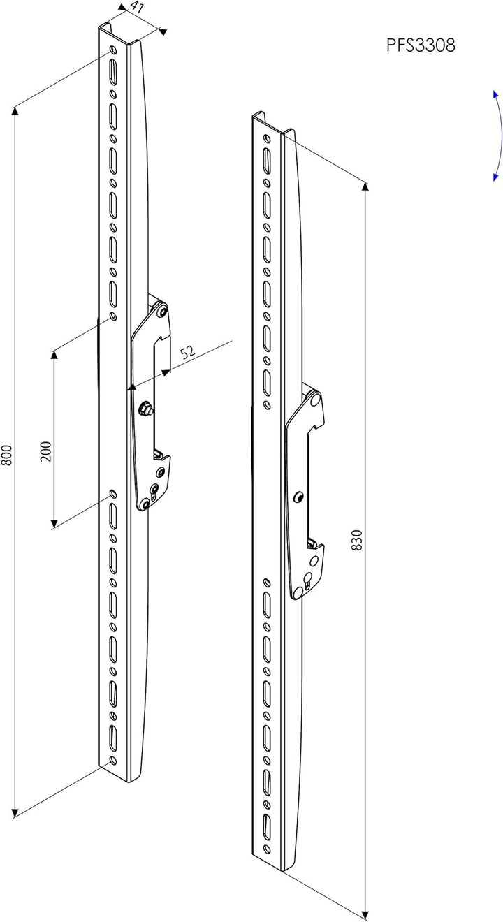 Vogel's PFS 3308 Adapterstrips, neigbar, max. 80 kg, Vesa max. 800, schwarz