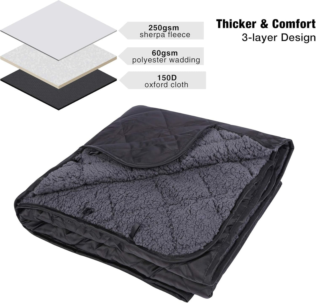 REDCAMP wasserdichte Camping Decke mit Sherpa-Futter, Thermo Gross Stadiondecke, Warm Outdoor Decke