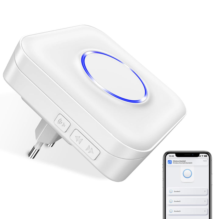 BITIWEND WLAN Türklingel Empfänger WIFI Plug-in Türklingelempfänger 32 Melodien und 5 Lautstärken- W
