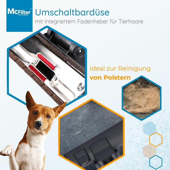 McFilter Staubsaugerdüse geeignet für Siemens VSQ5X1230 Q5.0 extreme SilencePower | 35mm | 2 Rollen