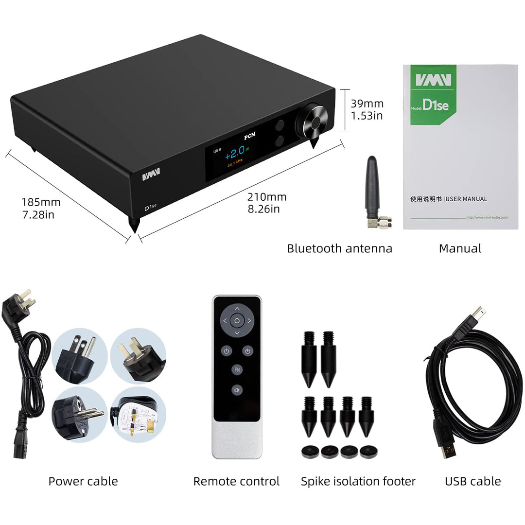 S.M.S.L VMV D1se2 High Resolution Audio DAC,Chip ES9039MSPRO,MQA Decoding,MQA-CD,XMOS XU-316,PCM Unt