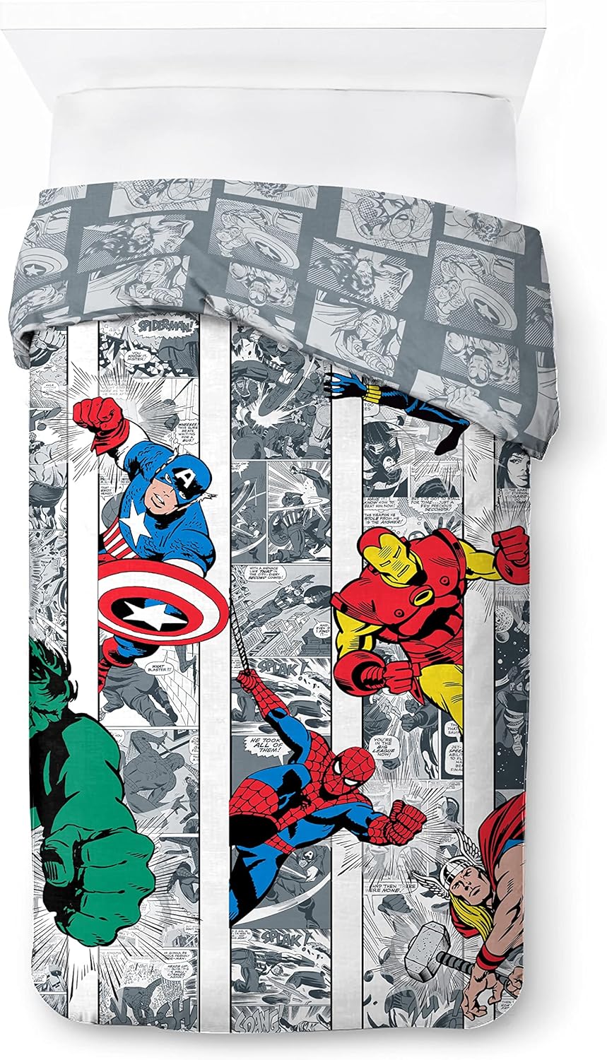 Marvel Comics Comic Cool 100% Baumwolle Kinderbettwäsche-Set 135x200 cm Einzelbettgrösse - Bettbezug