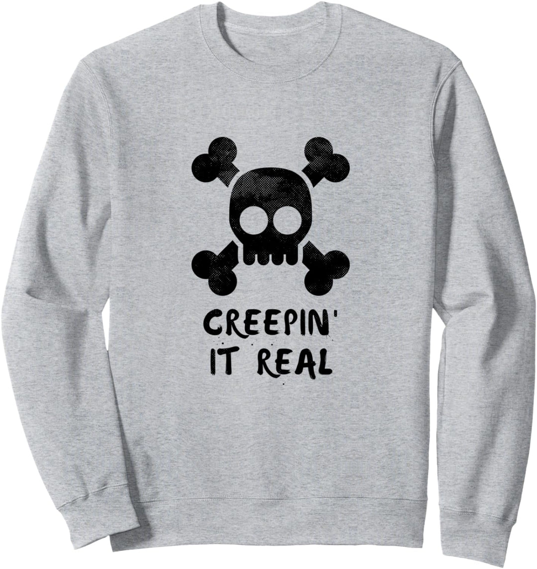 Creepin It Real Scary Schädel und Knochen Halloween Geschenk Sweatshirt