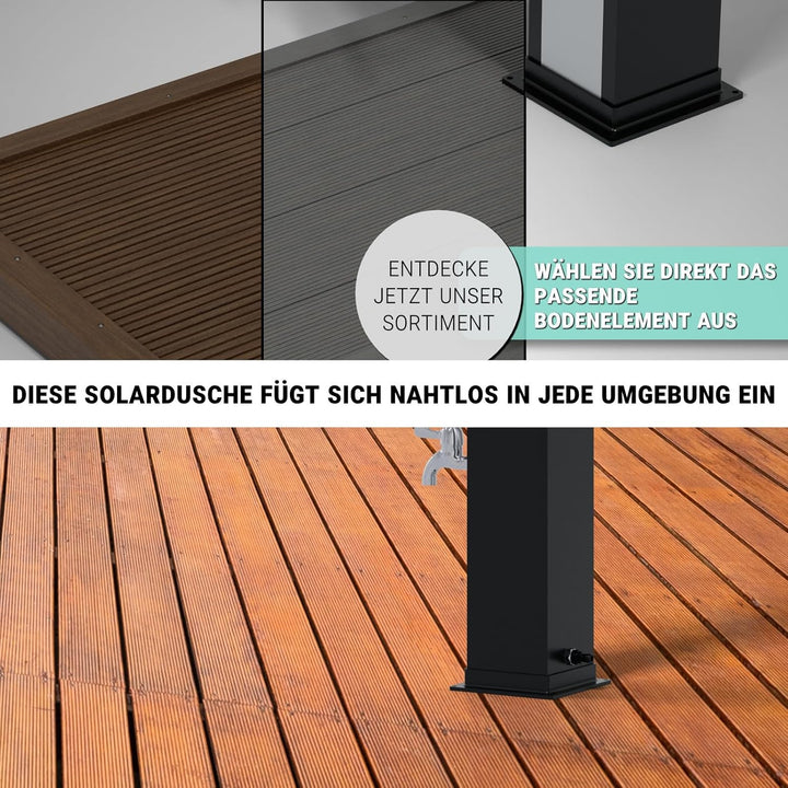 HAGO Solardusche | 40L | eckig | Schwarz/Silber | Pooldusche | Campingdusche | Gartendusche | Outdoo