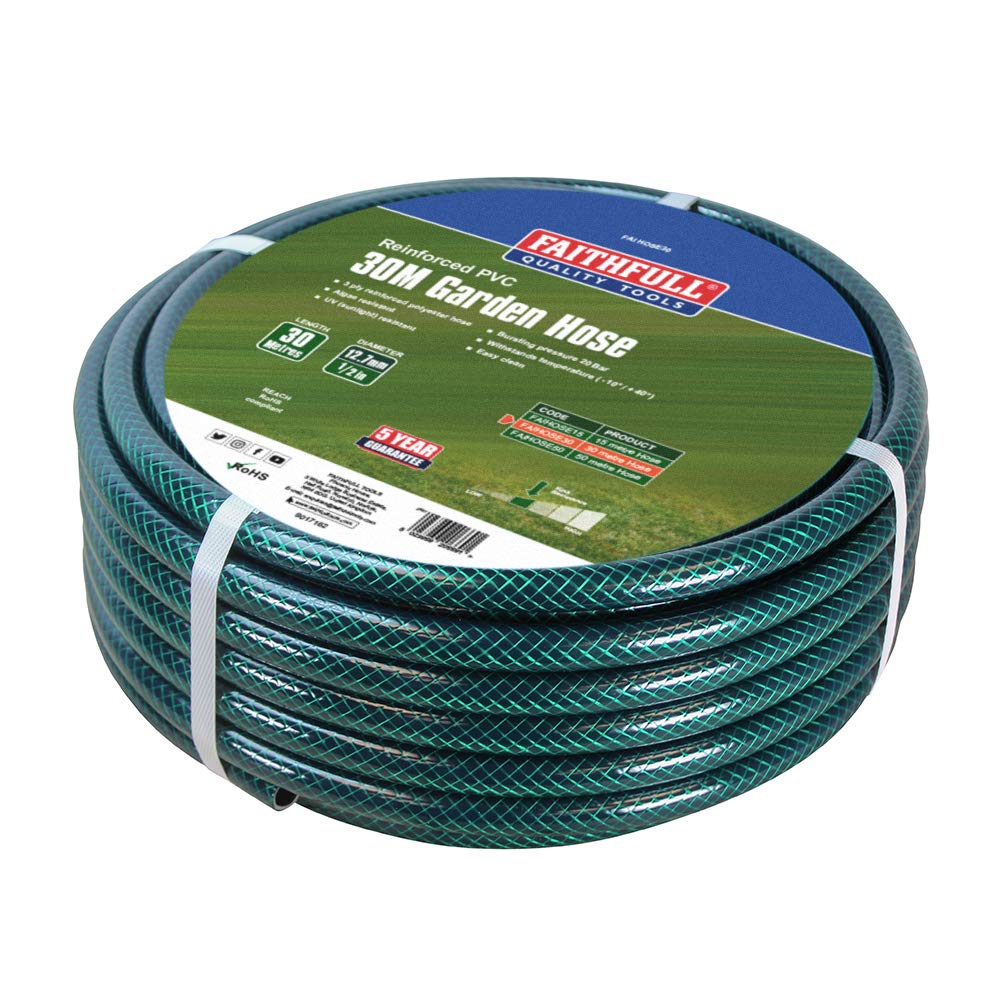Faithfull PVC verstärkt Schlauch, 30 Meter, 1/2 Diametre 1 Originalverpackung, 1 Originalverpackung