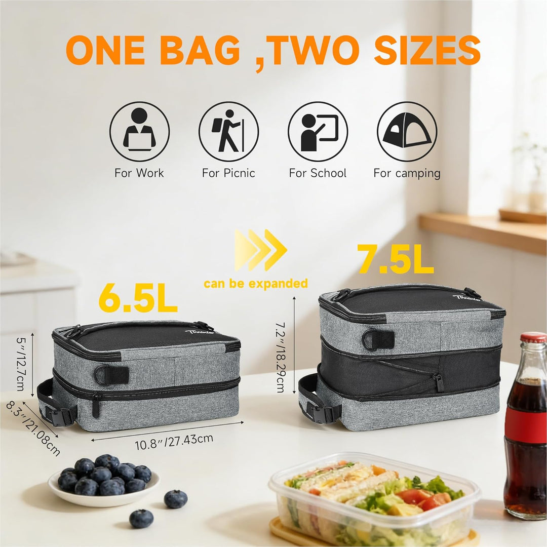 Kato Tirrinia Erweiterbare Kühltasche, Isolierte 9,5L(18 Dosen) Lunchtasche Klein für Unterwegs Arbe