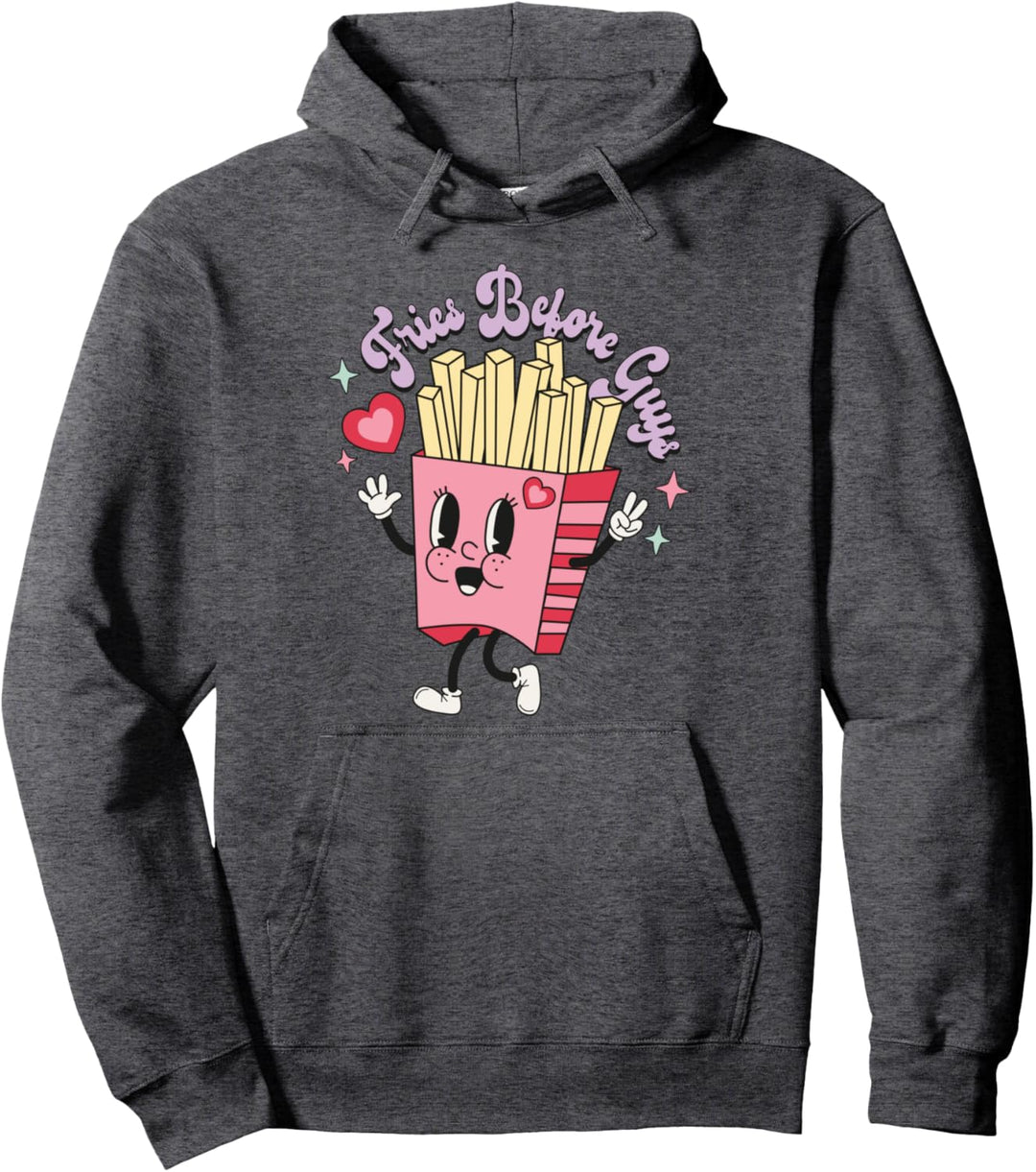 Lustiger Retro-Valentinstag, Fries Before Guys, Anti-Valentinstag Pullover Hoodie