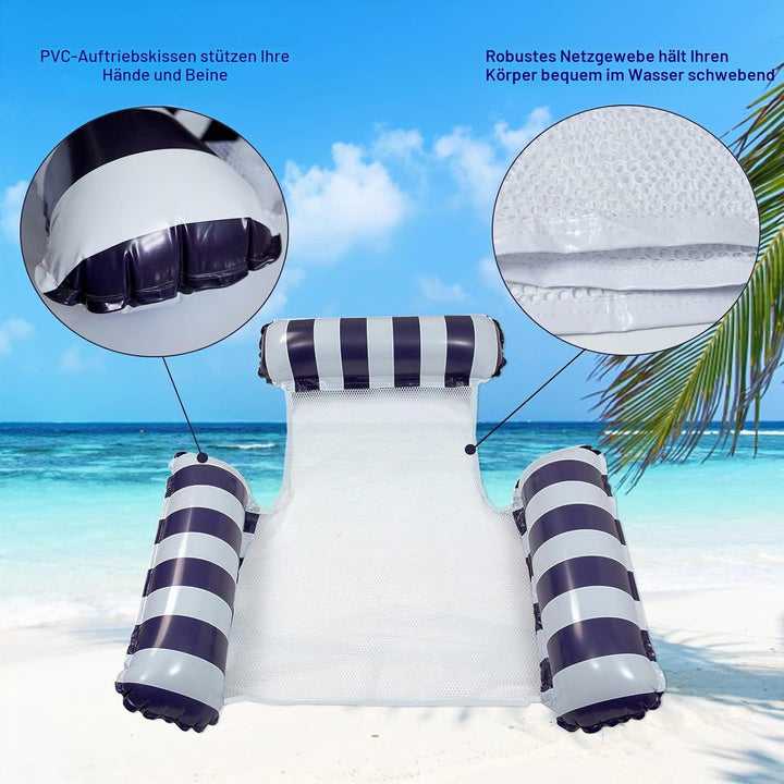2 Stück Aufblasbare Wasserhängematte Schwimmbett, 4 in 1 Luftmatratze Pool, Wasser Hängematte, Pool