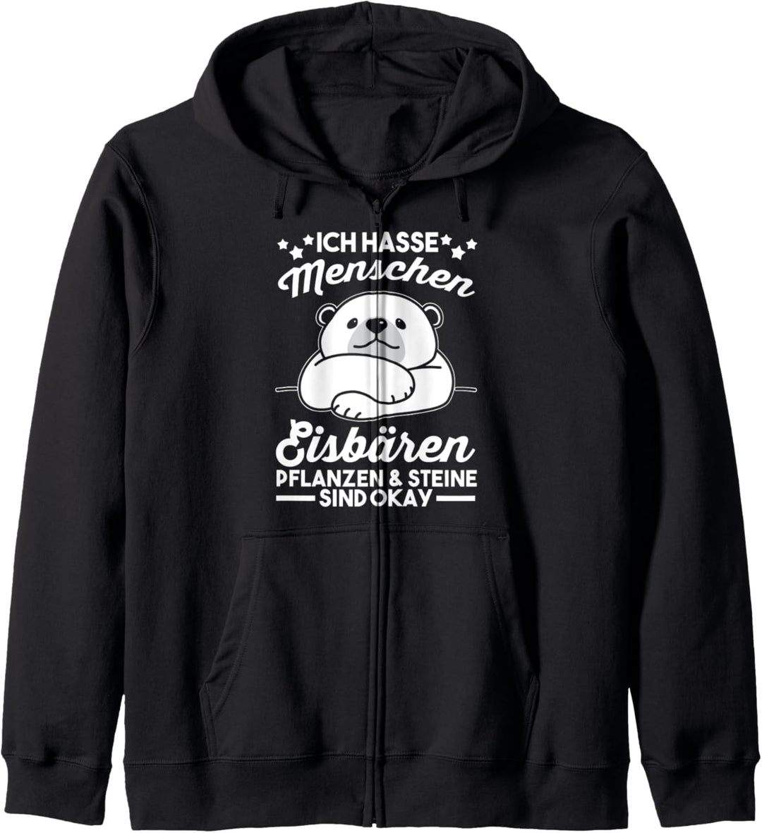 Eisbär Ich hasse Menschen Eisbären Kapuzenjacke