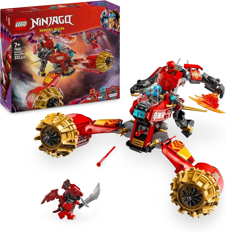 LEGO NINJAGO Kais Sturmreiter-Mech - Fliegendes Motorrad Spielzeug mit 3 Minifiguren - Mech mit bewe