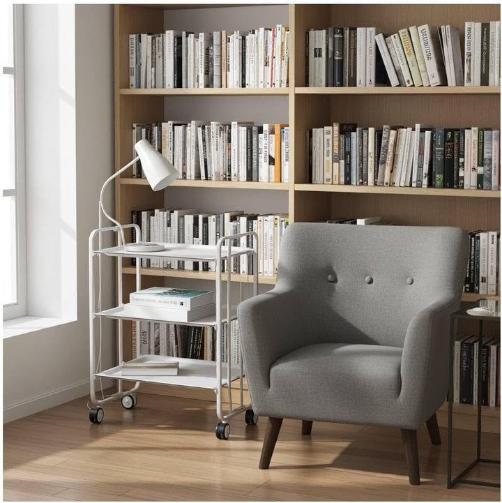 DON HIERRO - Bauhaus Rolltisch, klappbar, 3 Ablagen, Gestell weiss 43 Weiss, 43 Weiss